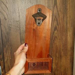 Hanging Wooden Beer Opener/ Bottle Cap storage